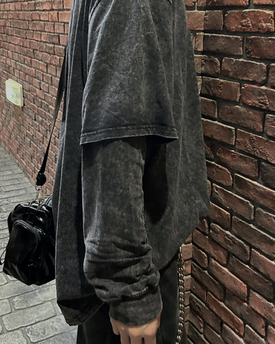 ヴィンテージレイヤードグラフィックロングTシャツ OU0022