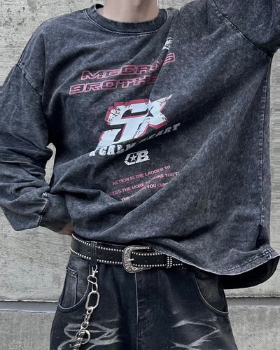 ヴィンテージレイヤードグラフィックロングTシャツ OU0022