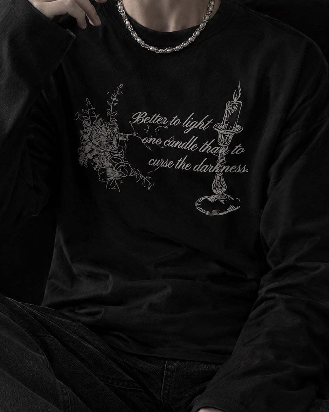 グラフィックプリントルーズロングTシャツ OU0035