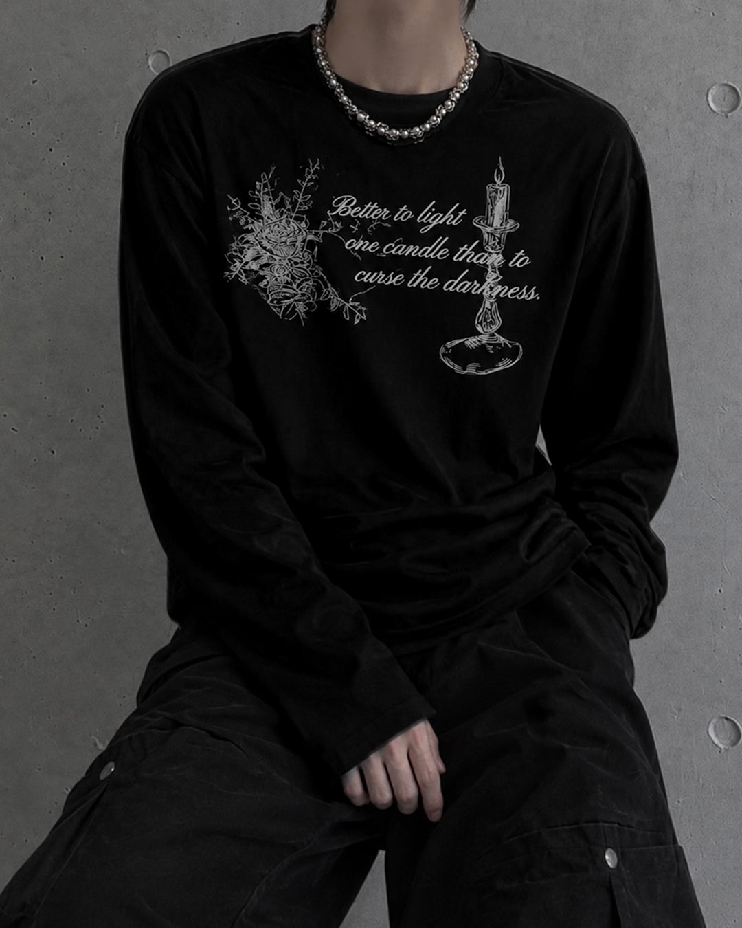 グラフィックプリントルーズロングTシャツ OU0035