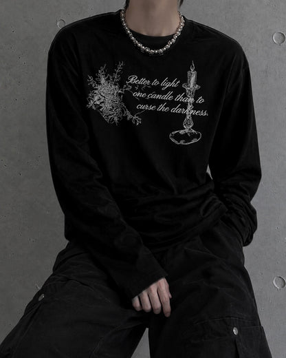 グラフィックプリントルーズロングTシャツ OU0035