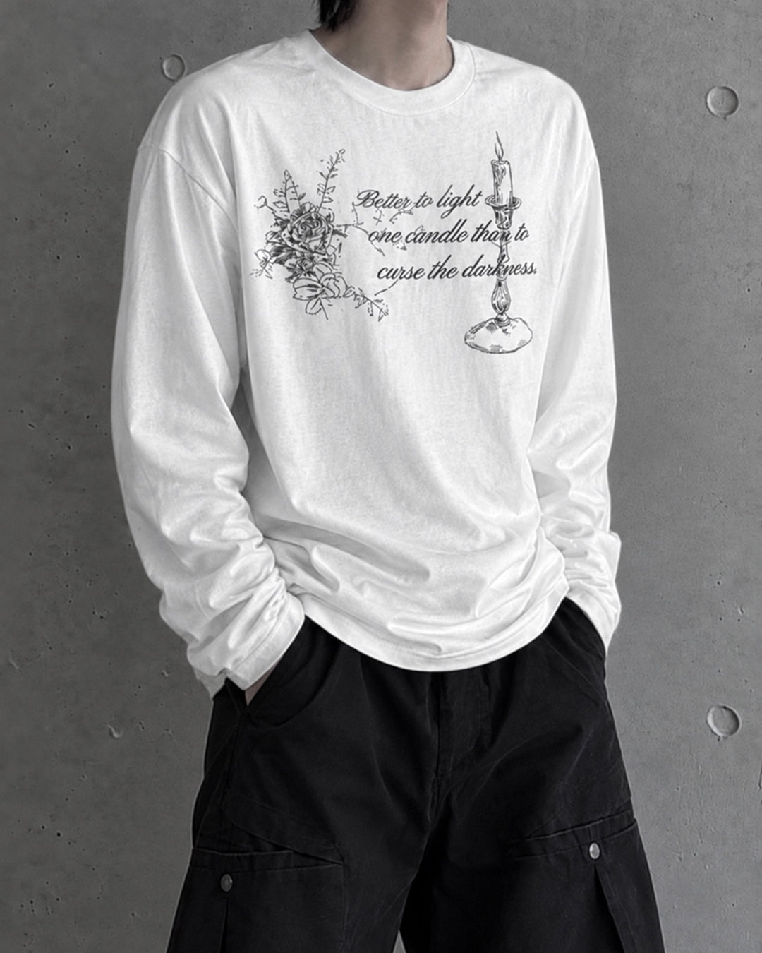 グラフィックプリントルーズロングTシャツ OU0035