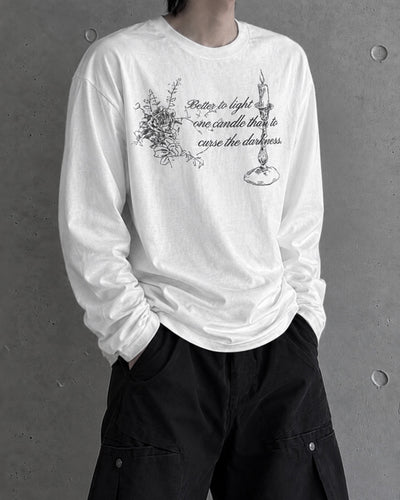 グラフィックプリントルーズロングTシャツ OU0035