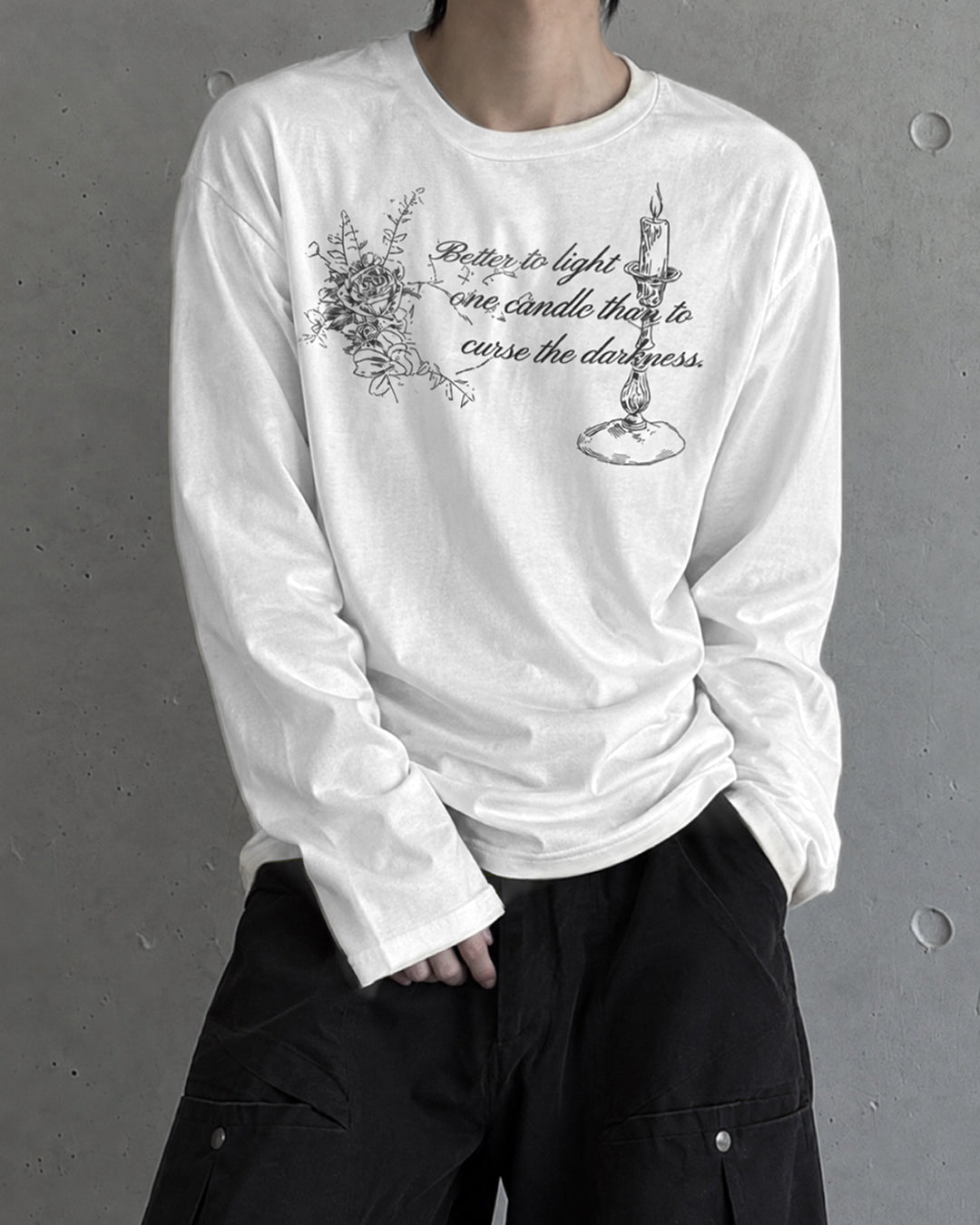 グラフィックプリントルーズロングTシャツ OU0035