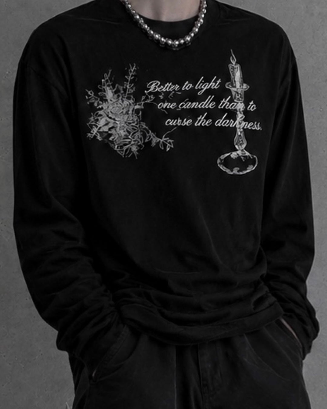 グラフィックプリントルーズロングTシャツ OU0035