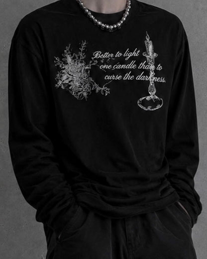 グラフィックプリントルーズロングTシャツ OU0035