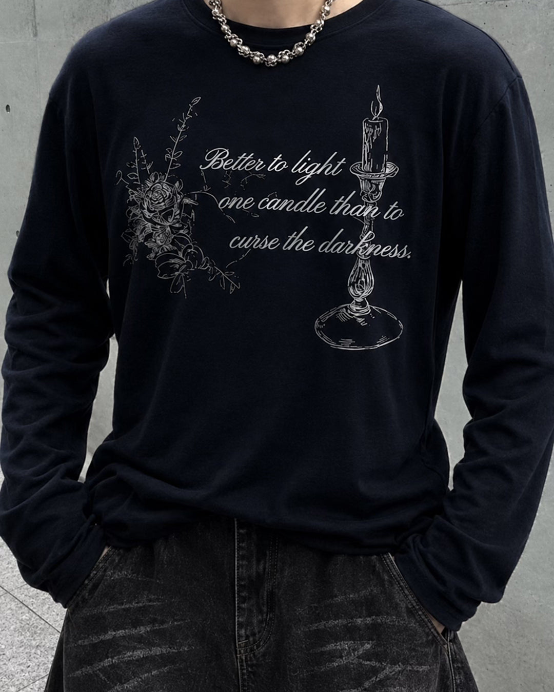 グラフィックプリントルーズロングTシャツ OU0035