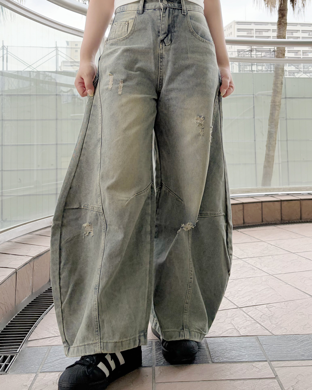 レトロウォッシュワイドパンツ OV0069