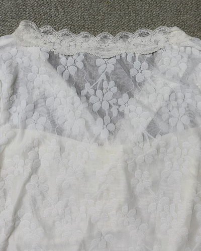 メッシュ花柄ブラウス OV0076