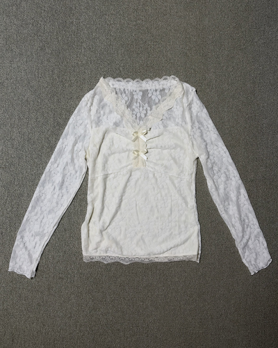 メッシュ花柄ブラウス OV0076