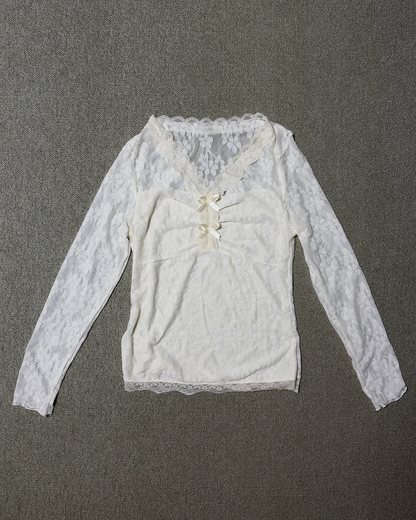 メッシュ花柄ブラウス OV0076