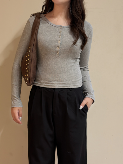 フィットボタンリブトップス OV0149