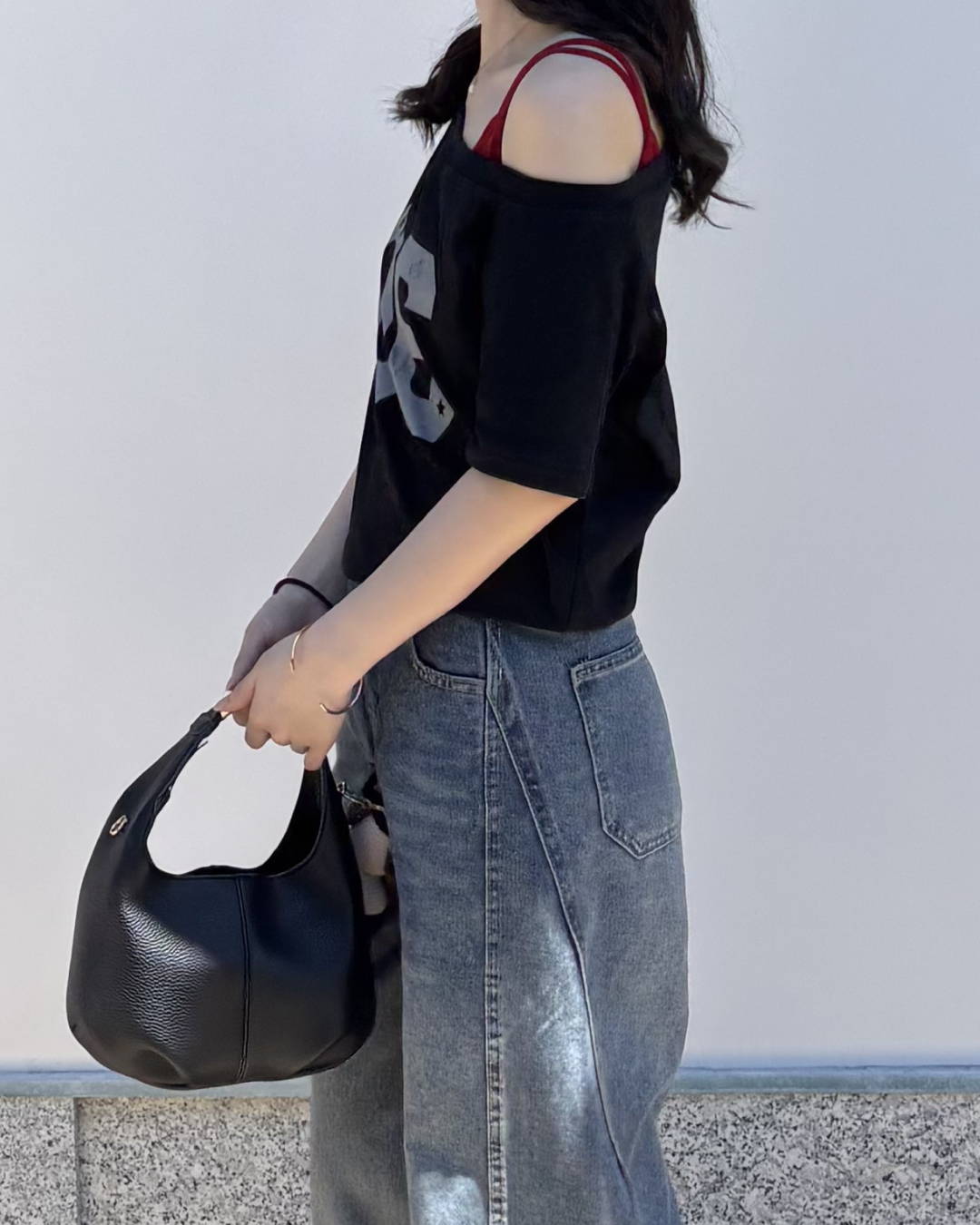 オフショルダーフロントナンバーTシャツ PO0039