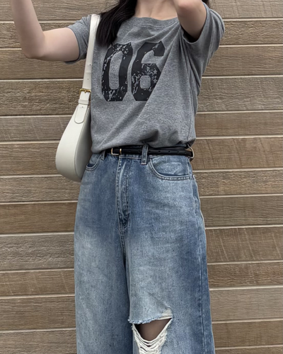 オフショルダーフロントナンバーTシャツ PO0039