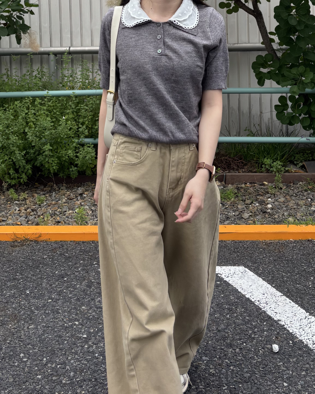 スカラップレース襟ニットポロ PO0043