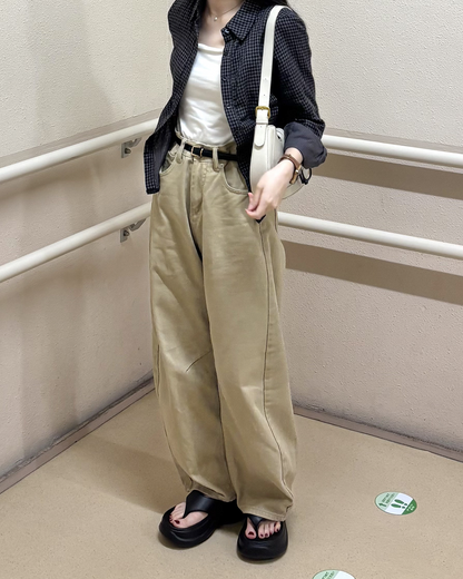 ボタンチェックグレーシャツ PO0065