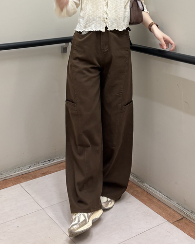 シンプルカジュアルブラウンパンツ PO0071