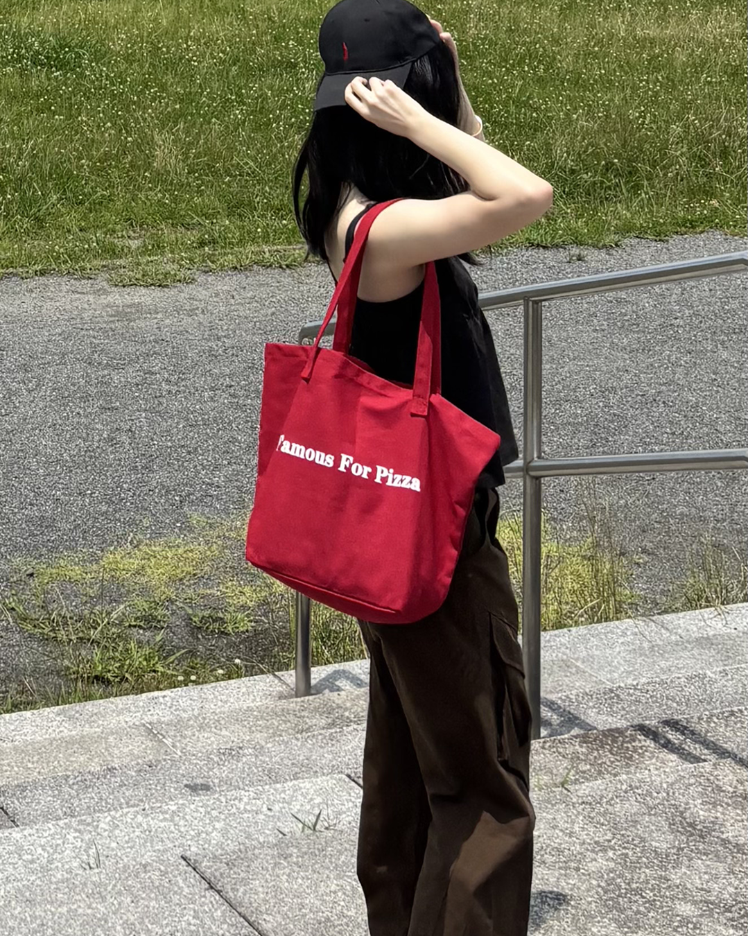 フロントロゴレッドトートバッグ PO0075