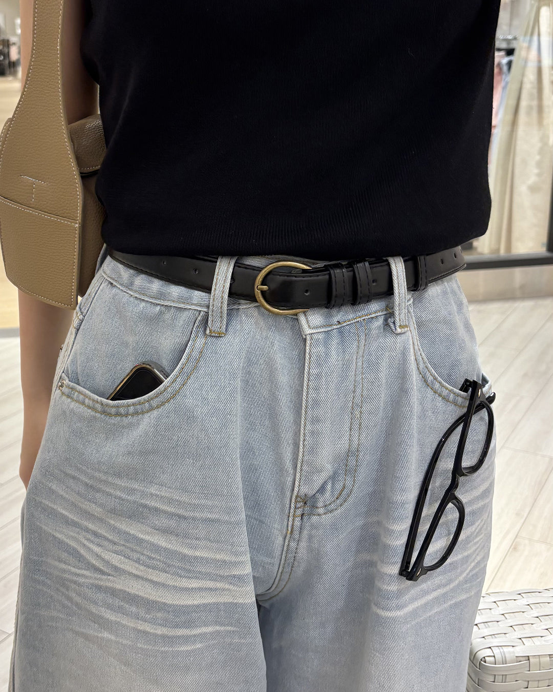 レトロゴールドバックルベルト PO0077