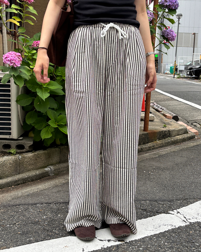 カジュアルストライプワイドレッグパンツ PZ0008