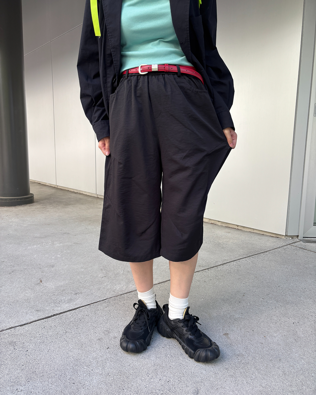 チェックスカーフ付きレイヤードパンツ PZ0026