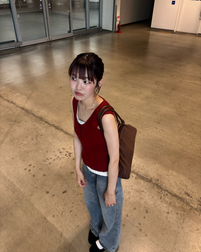 Uネックニットトップス PZ0074