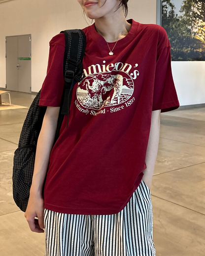 カレッジロゴアニマルプリントTシャツ PZ0134