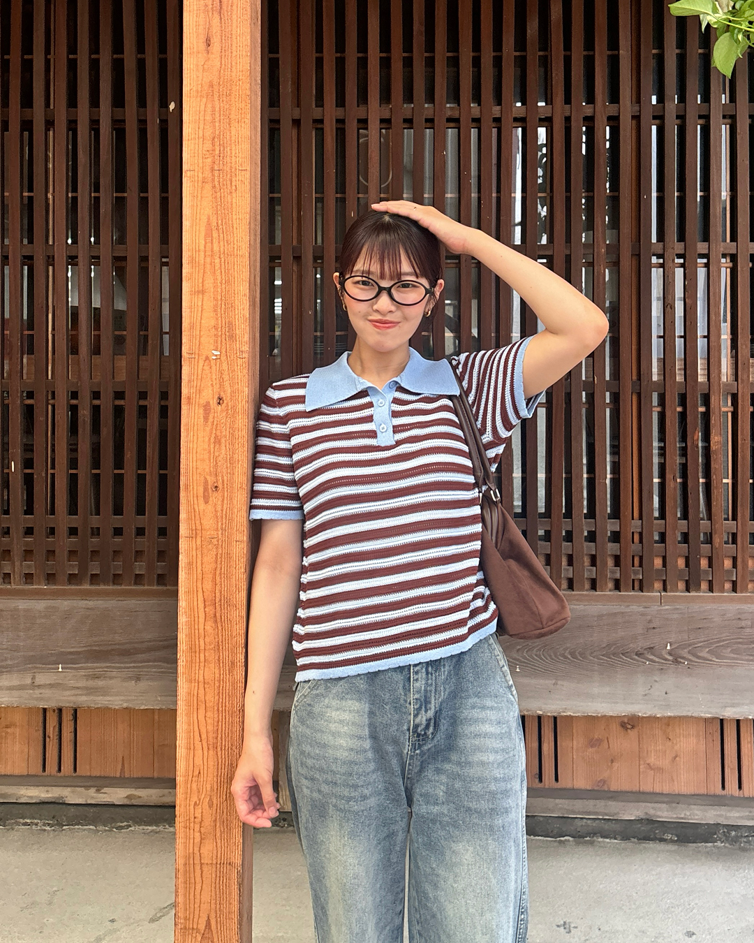ストライプニットポロTシャツ PZ0141