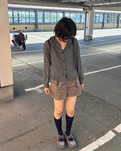 チェック柄フーディシャツ PZ0145