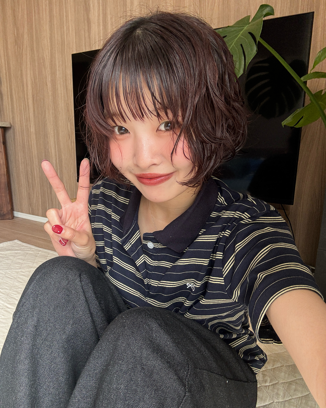 カラーストライプポロネックTシャツ PZ0158