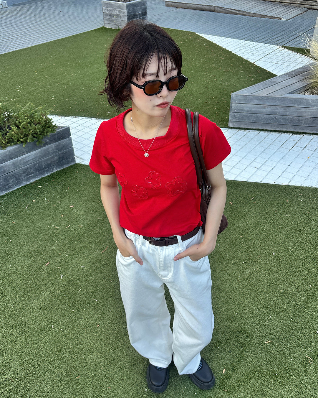 フラワーデザインスリムTシャツ PZ0161