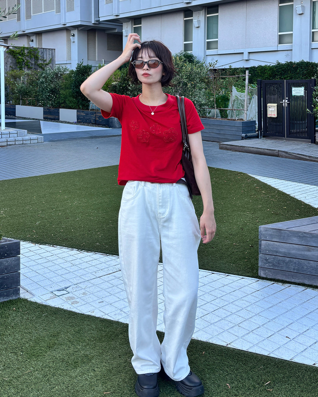 フラワーデザインスリムTシャツ PZ0161
