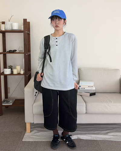ルーズヘンリーネックロンT PZ0169