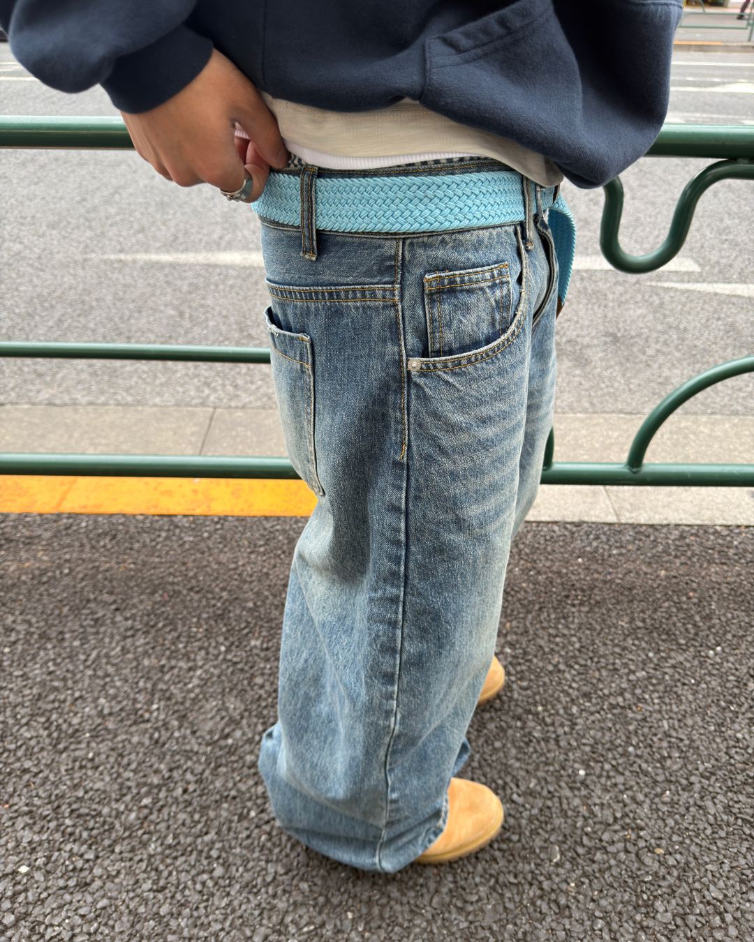 ルーズフィットカーブウォッシュデニムパンツ RD0007