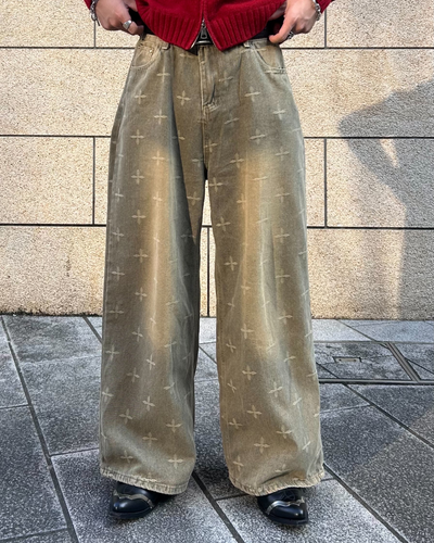クロススタープリントデニムパンツ RG0050