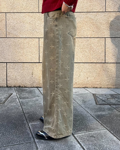 クロススタープリントデニムパンツ RG0050