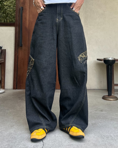【即納】レオパードポケットデニムパンツ RG1062