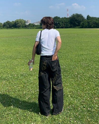 【即納】レオパードポケットデニムパンツ RG1062