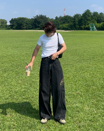 【即納】レオパードポケットデニムパンツ RG1062