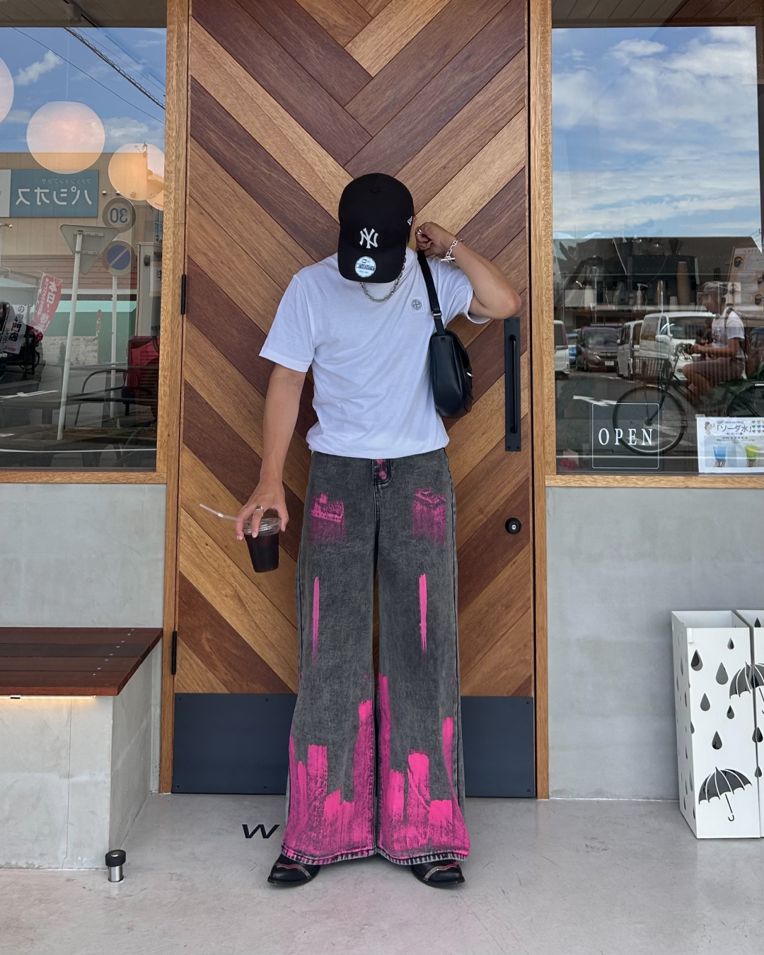 ピンクペイントデニムパンツ RG1077