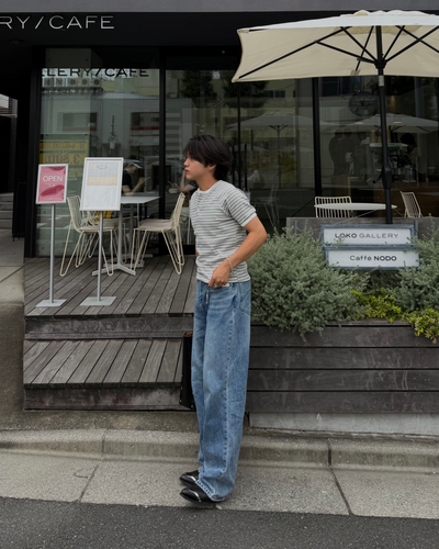 ボーダーフィットヘンリーネックTシャツ RG7346