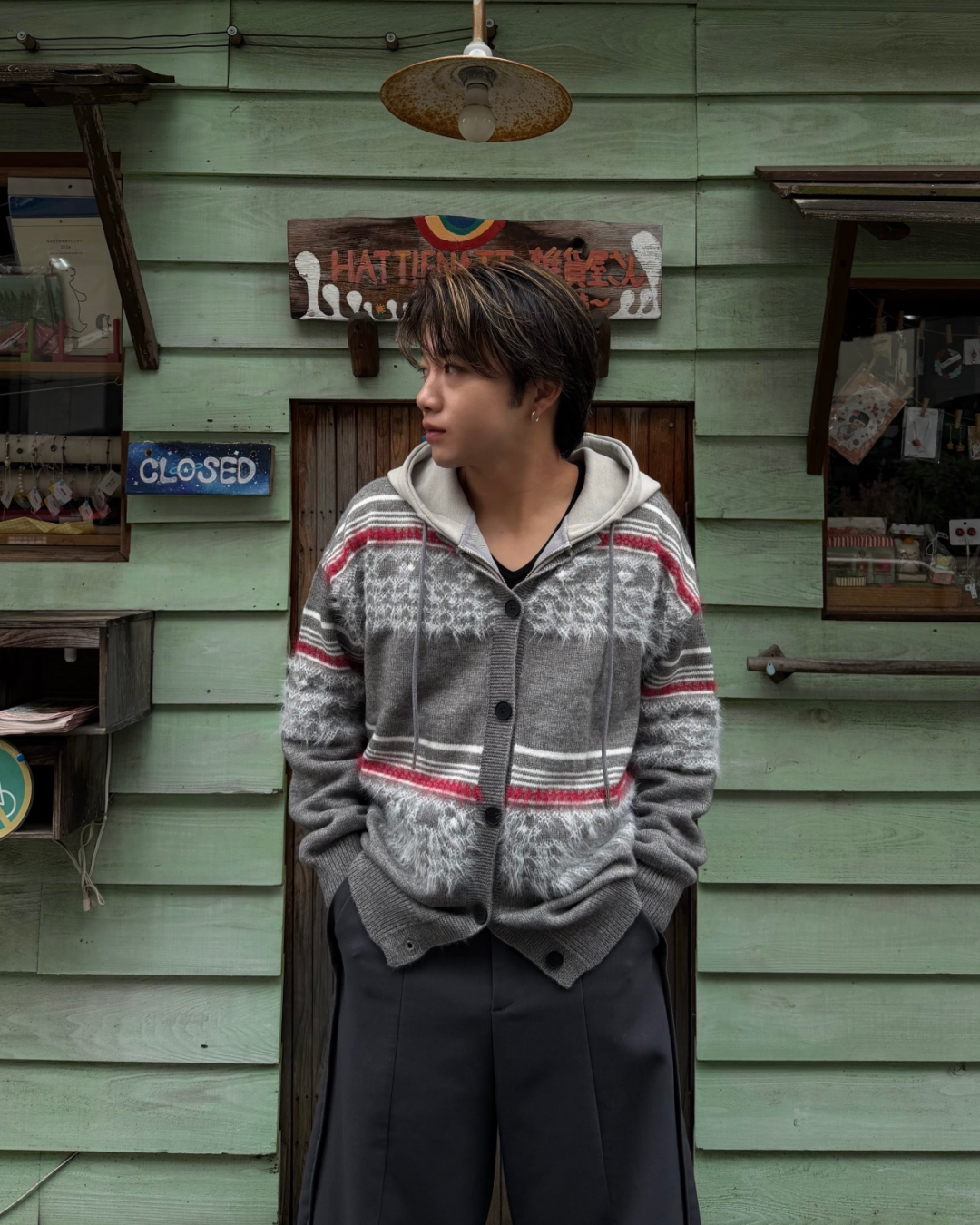 【即納】シャギーライン デザインカーディガン RG5007