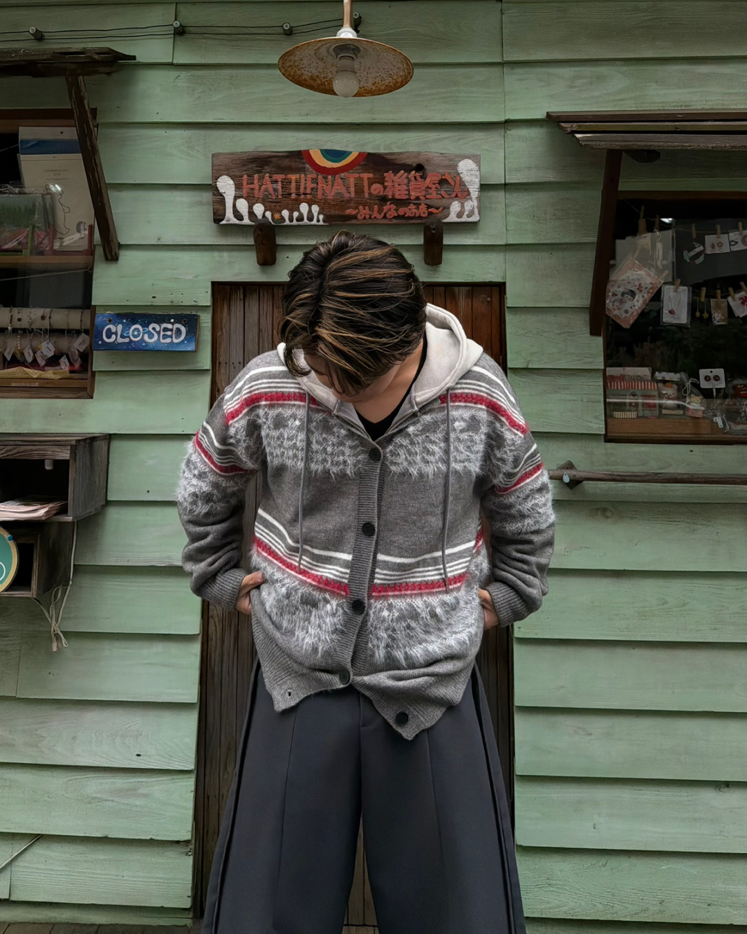 【即納】シャギーライン デザインカーディガン RG5007