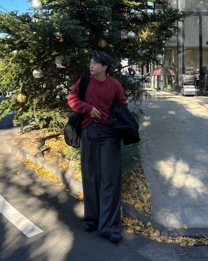 ラウンドネックケーブルニット RG7100