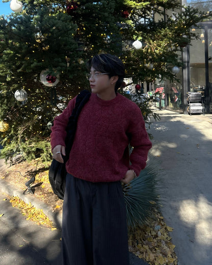 ラウンドネックケーブルニット RG7100