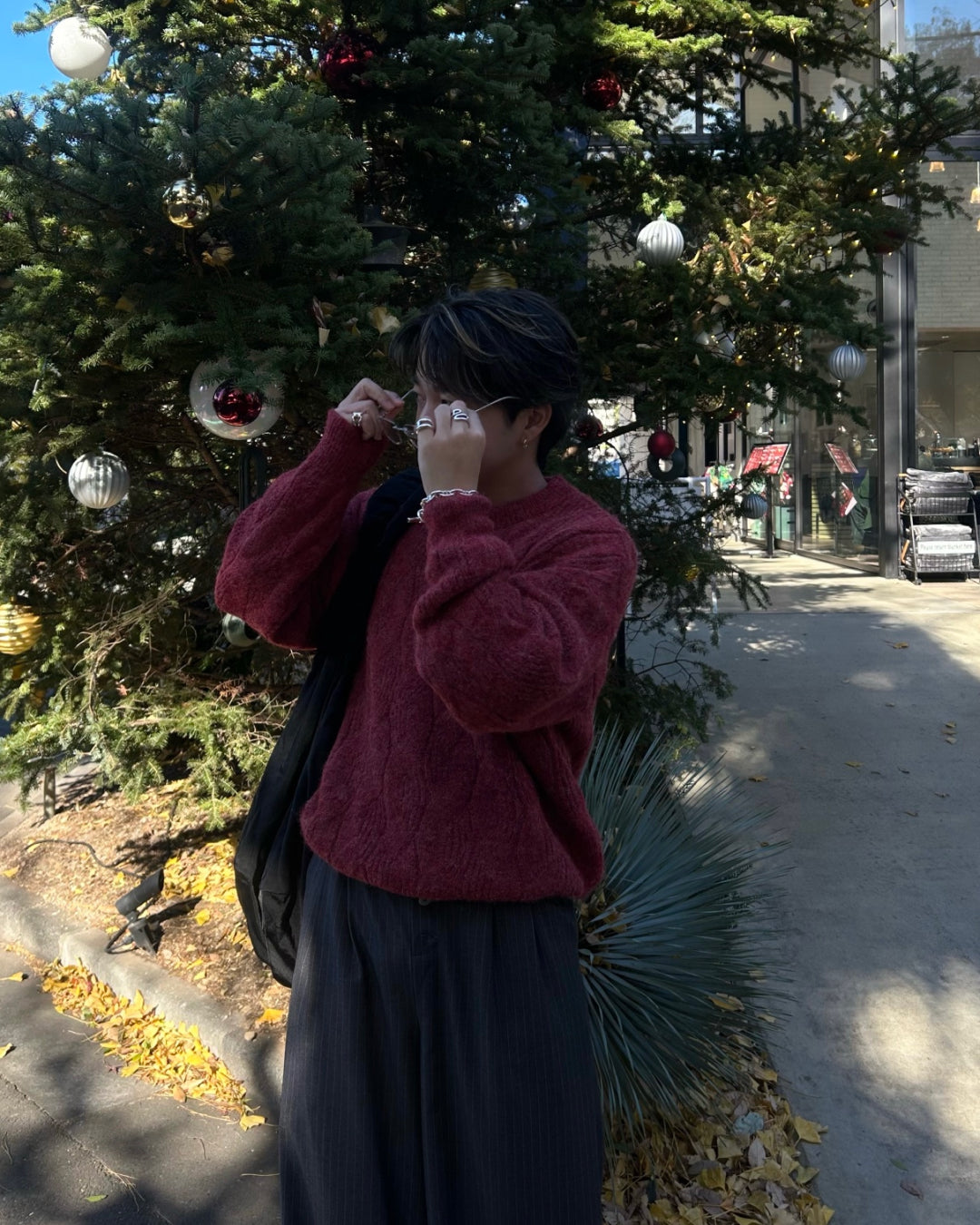 ラウンドネックケーブルニット RG7100