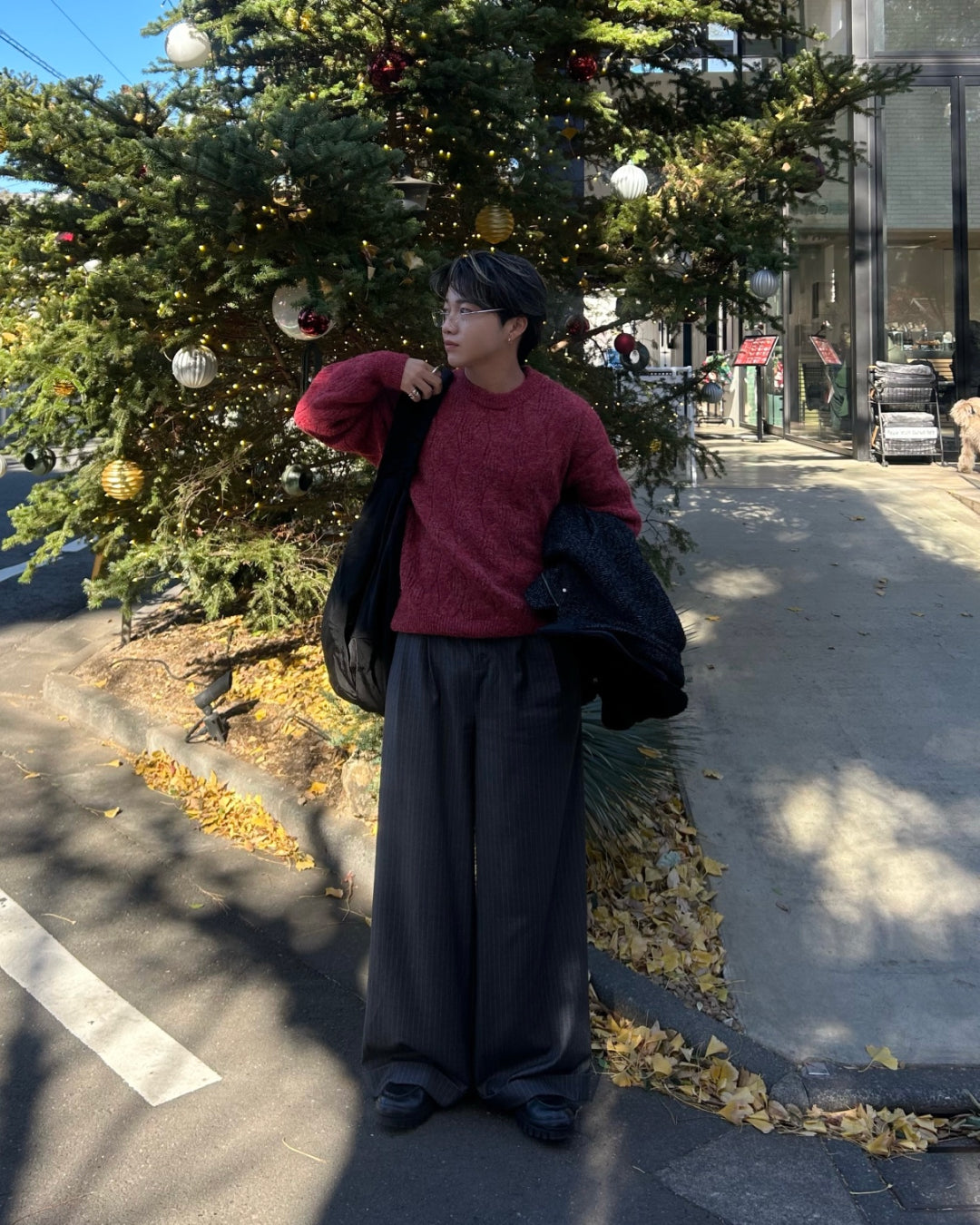 ラウンドネックケーブルニット RG7100