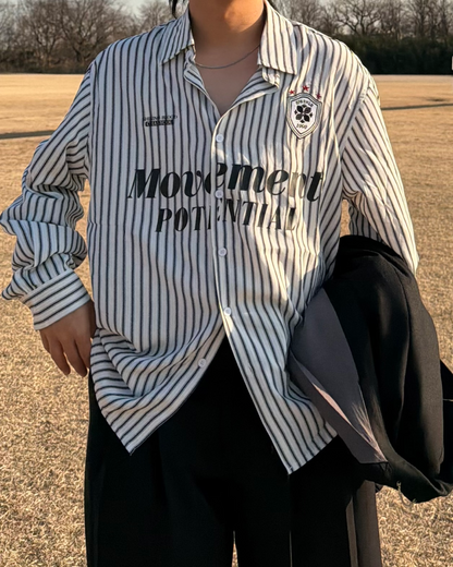 希少 リミフゥ ヨウジヤマモト 上質 ストライプ ボタンレス デザイン シャツ Yohji Yamamoto ストライプ シャツ | パープル | FARFETCH JP
