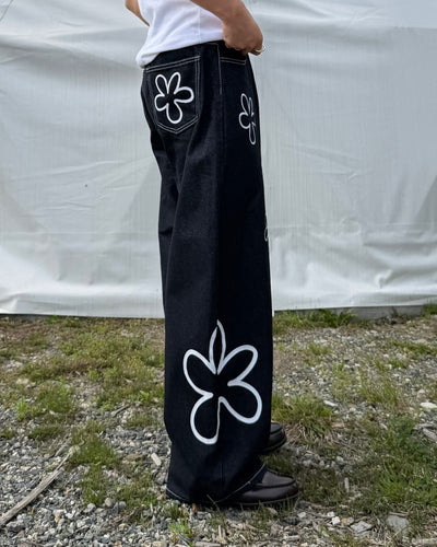 フラワープリントカーブデニムパンツ RG7241