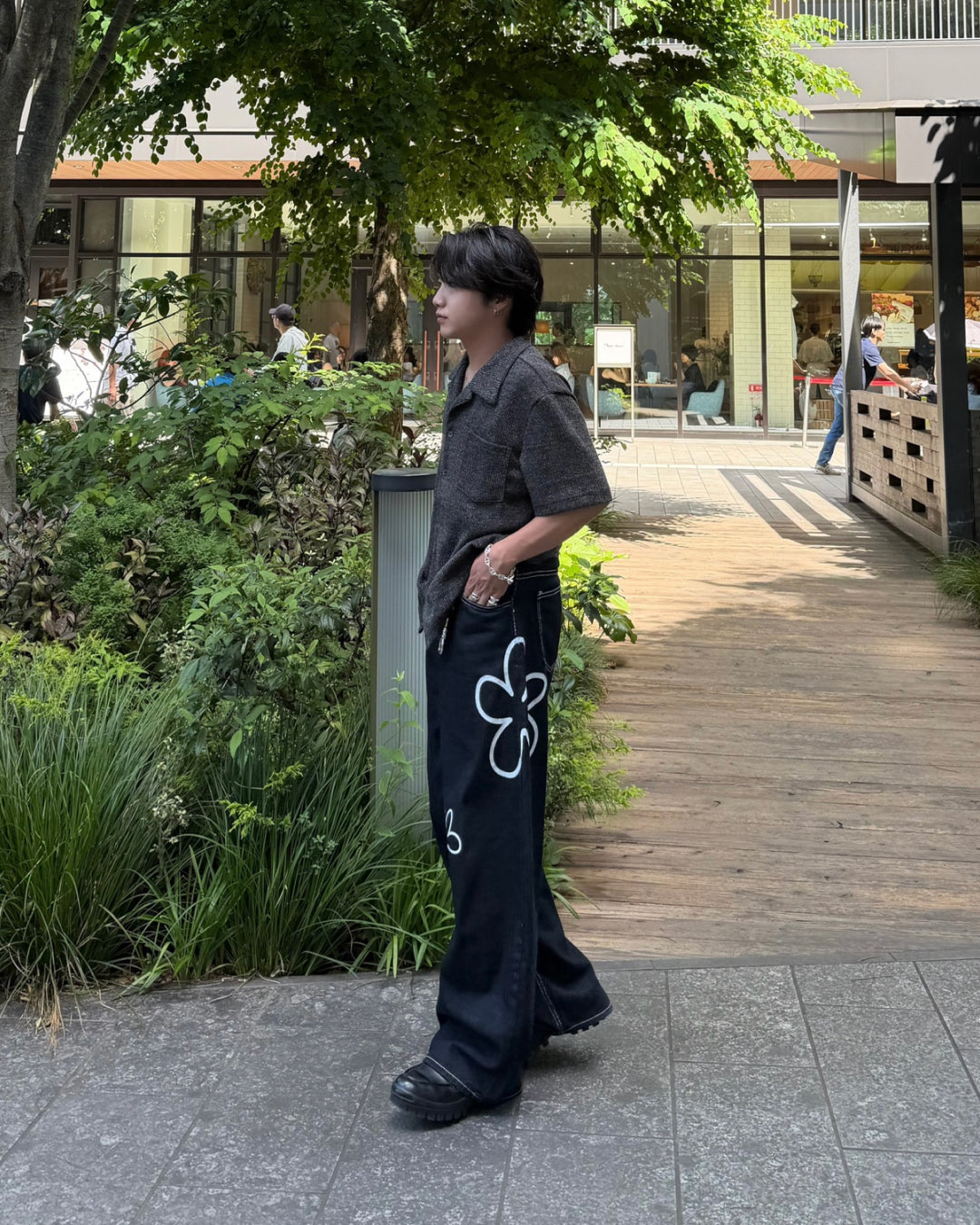 フラワープリントカーブデニムパンツ RG7241